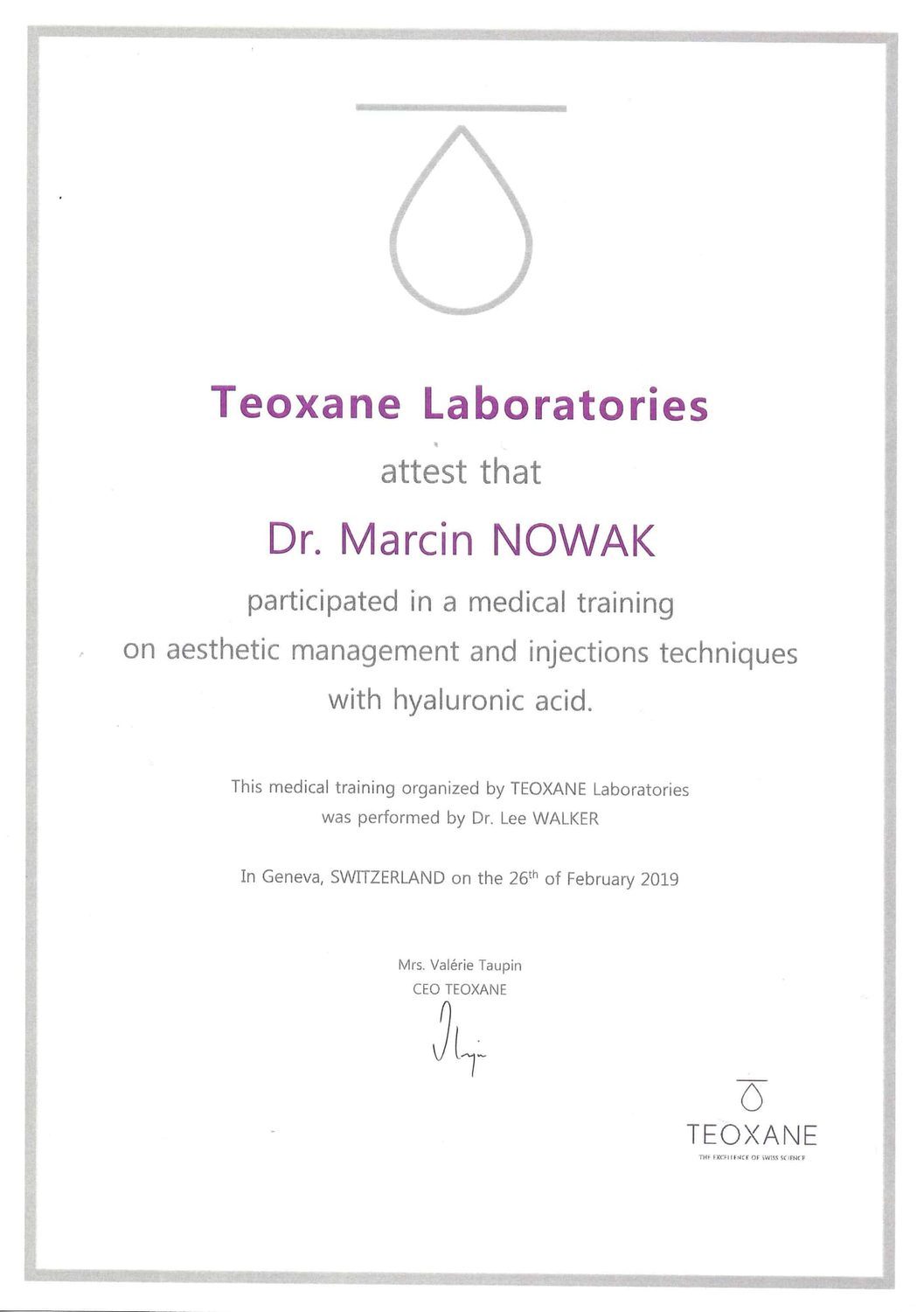 Teoxane Academy Genewa — Advanced Facial Anatomy & Filler Injection Techniques